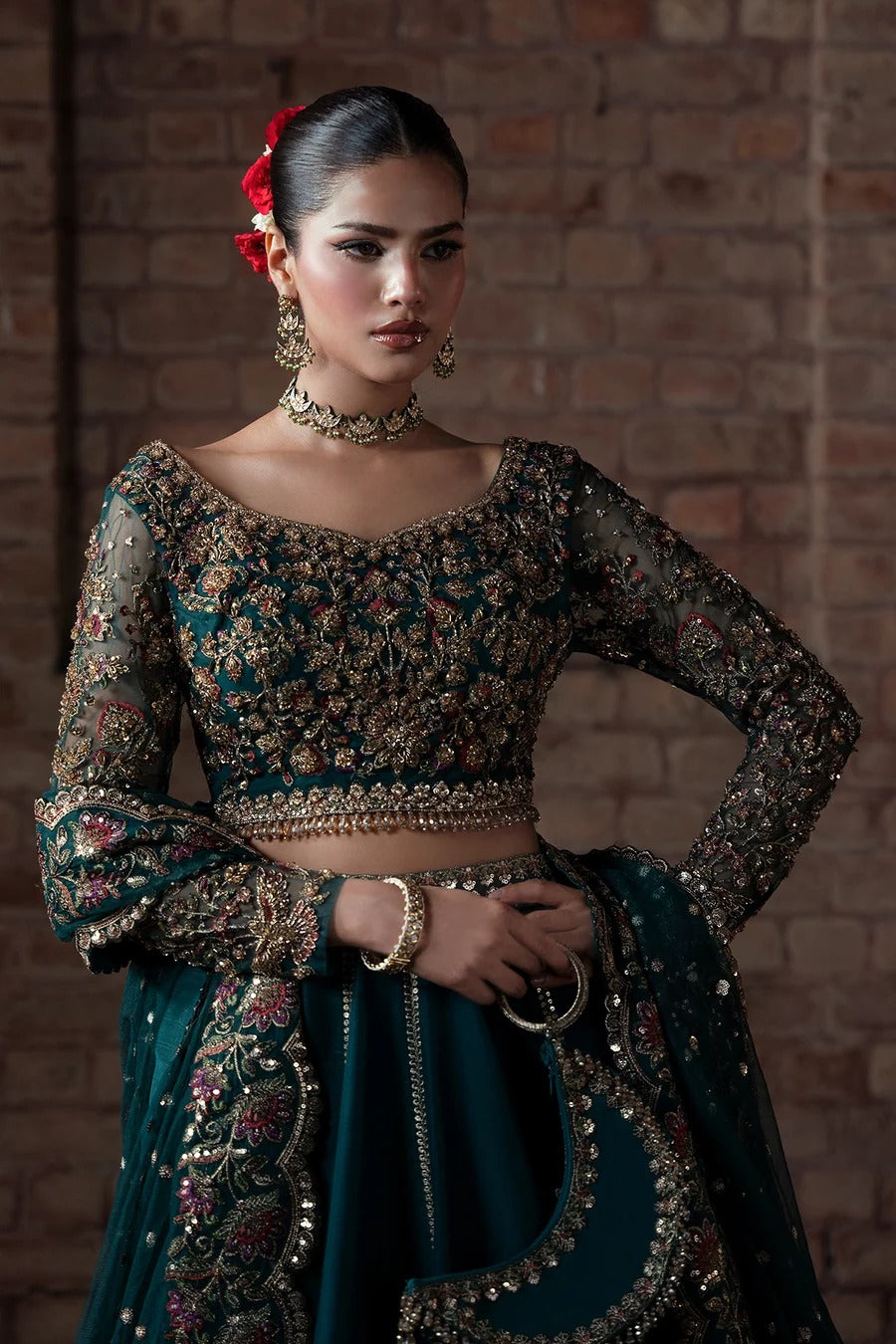 Mina Kashif | 3 Piece Unstitched Embroidered Korean Silk Bridal Dress | Fabiha