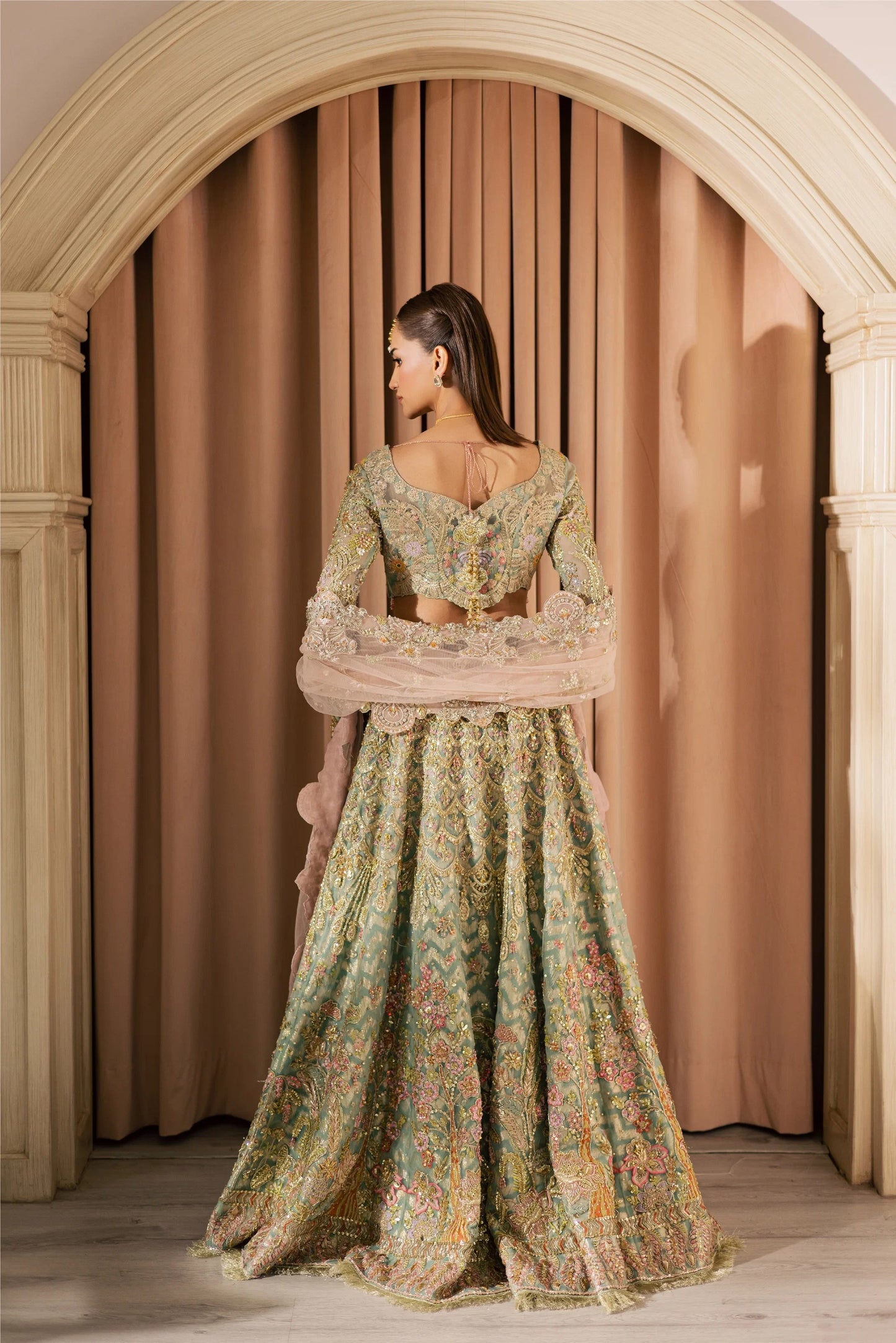 Mysie | 3 Piece Unstitched Embroidered Organza Bridal Dress | Kashaf