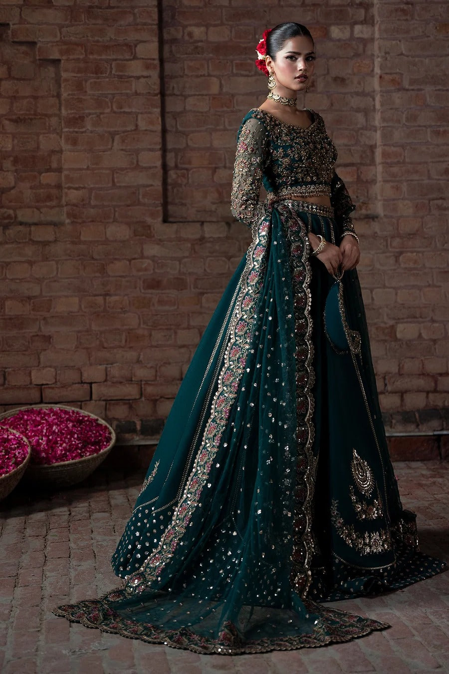 Mina Kashif | 3 Piece Unstitched Embroidered Korean Silk Bridal Dress | Fabiha