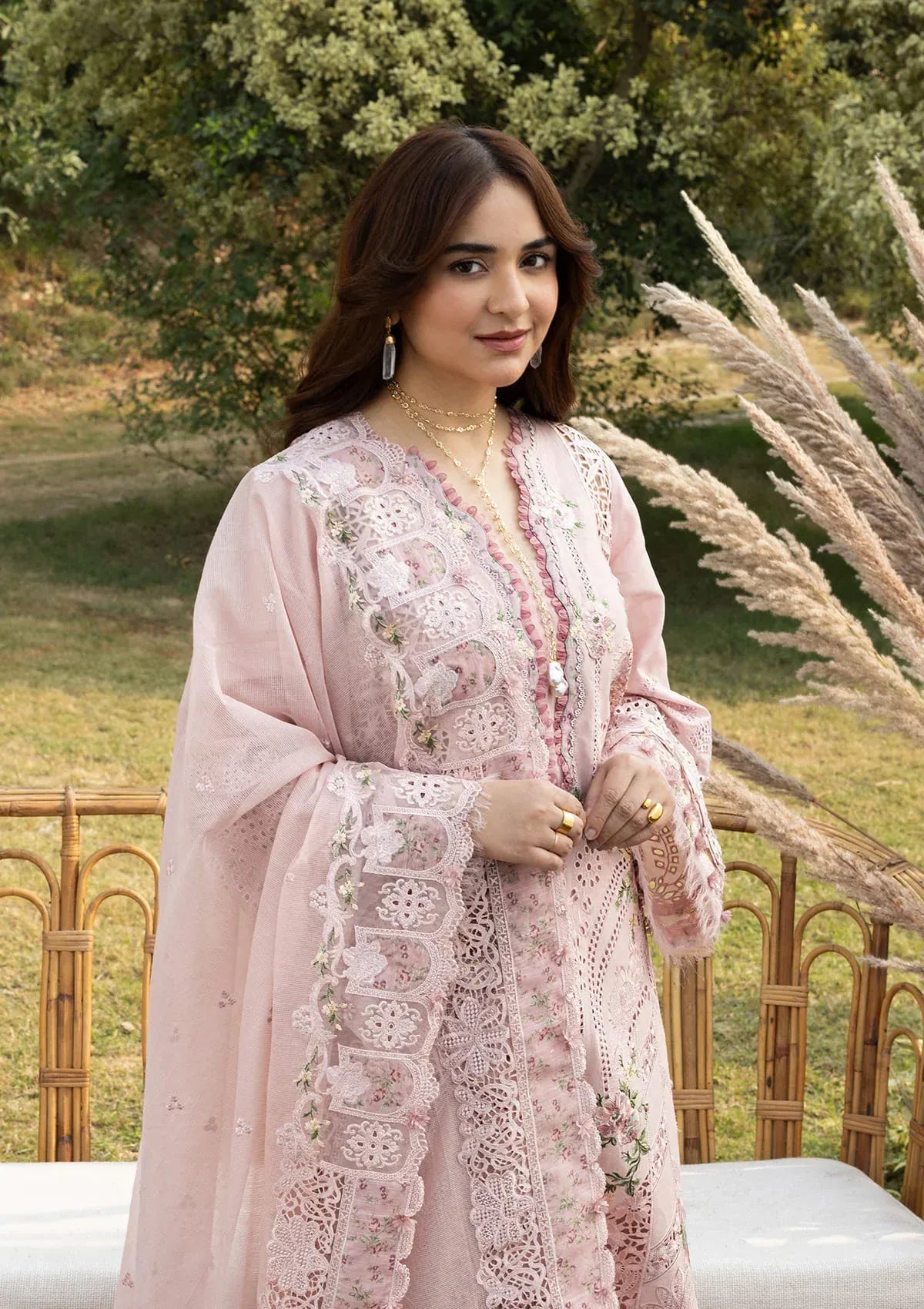 Elaf | 3 Piece Unstitched Embroidered Lawn | ELY-4A BLOOMING