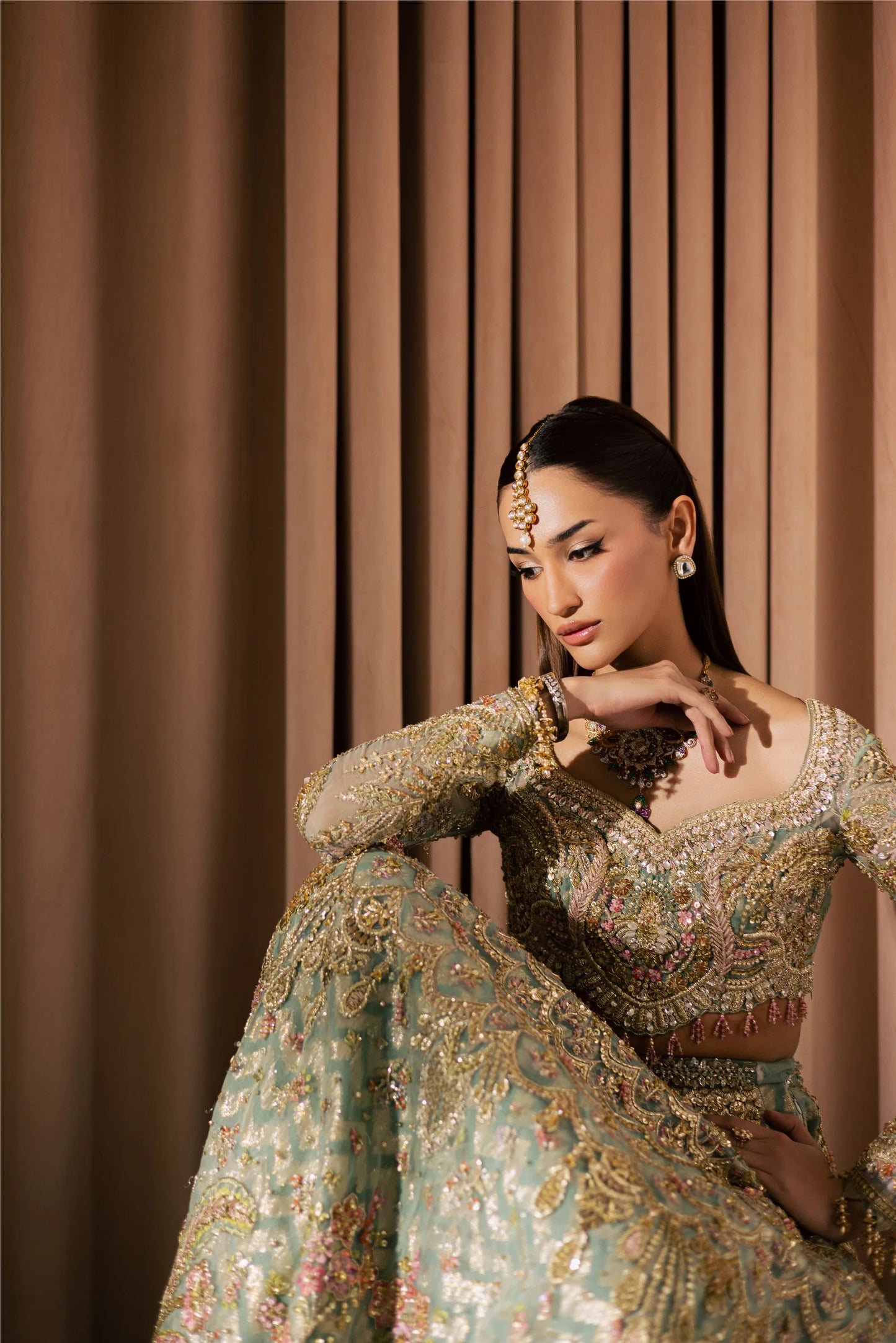 Mysie | 3 Piece Unstitched Embroidered Organza Bridal Dress | Kashaf