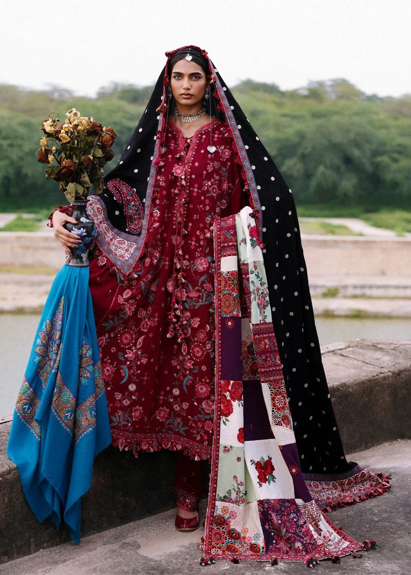 Hussain Rehar | 3 Piece Unstitched Embroidered Karandi | Pankhuri