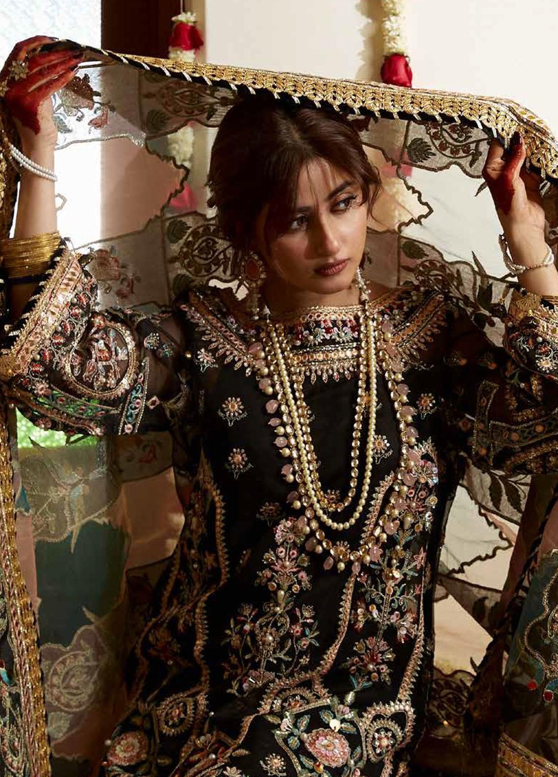 MNR | 3 Piece Unstitched Embroidered Organza outfit | Basgul