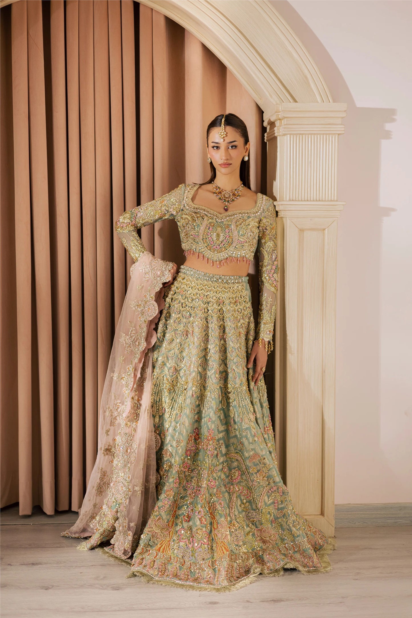 Mysie | 3 Piece Unstitched Embroidered Organza Bridal Dress | Kashaf