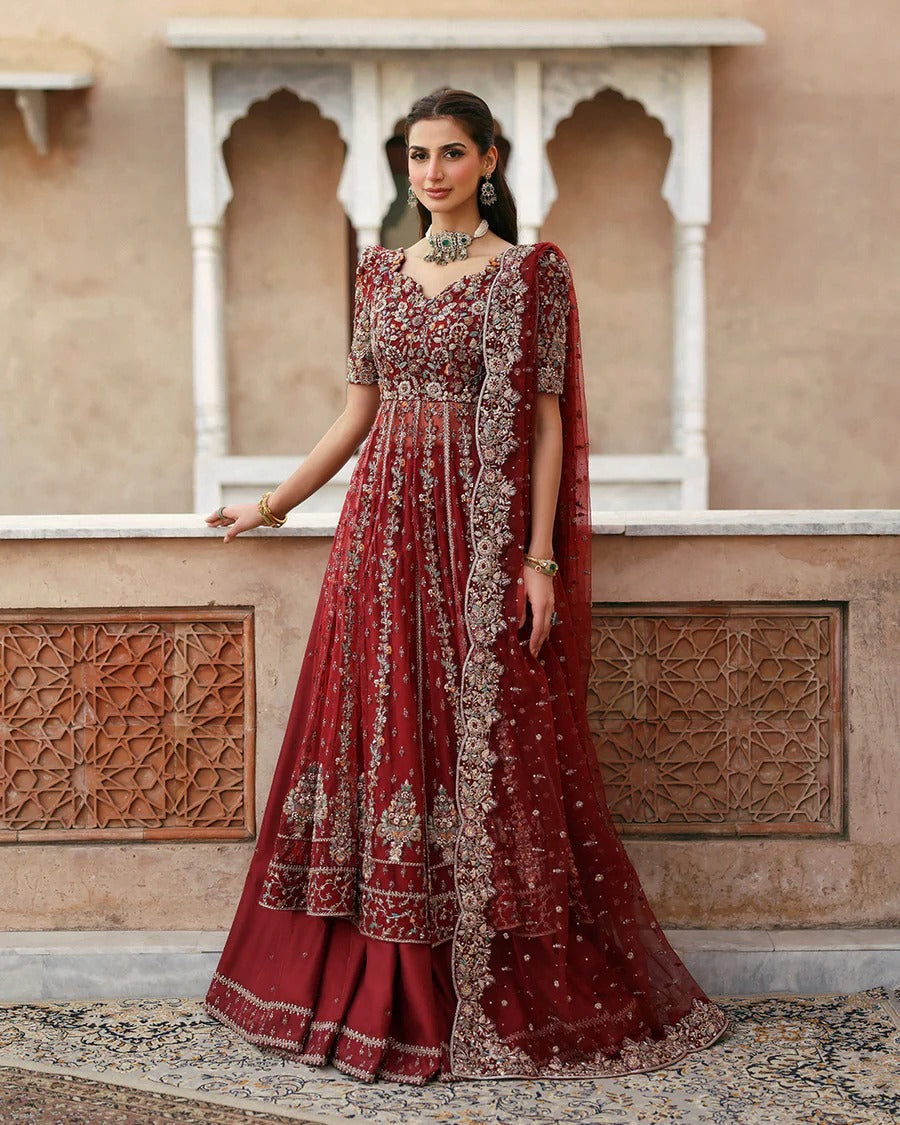 Faiza Saqlain | 3 Piece Unstitched Embroidered Net with Silk Sharara | Zelia