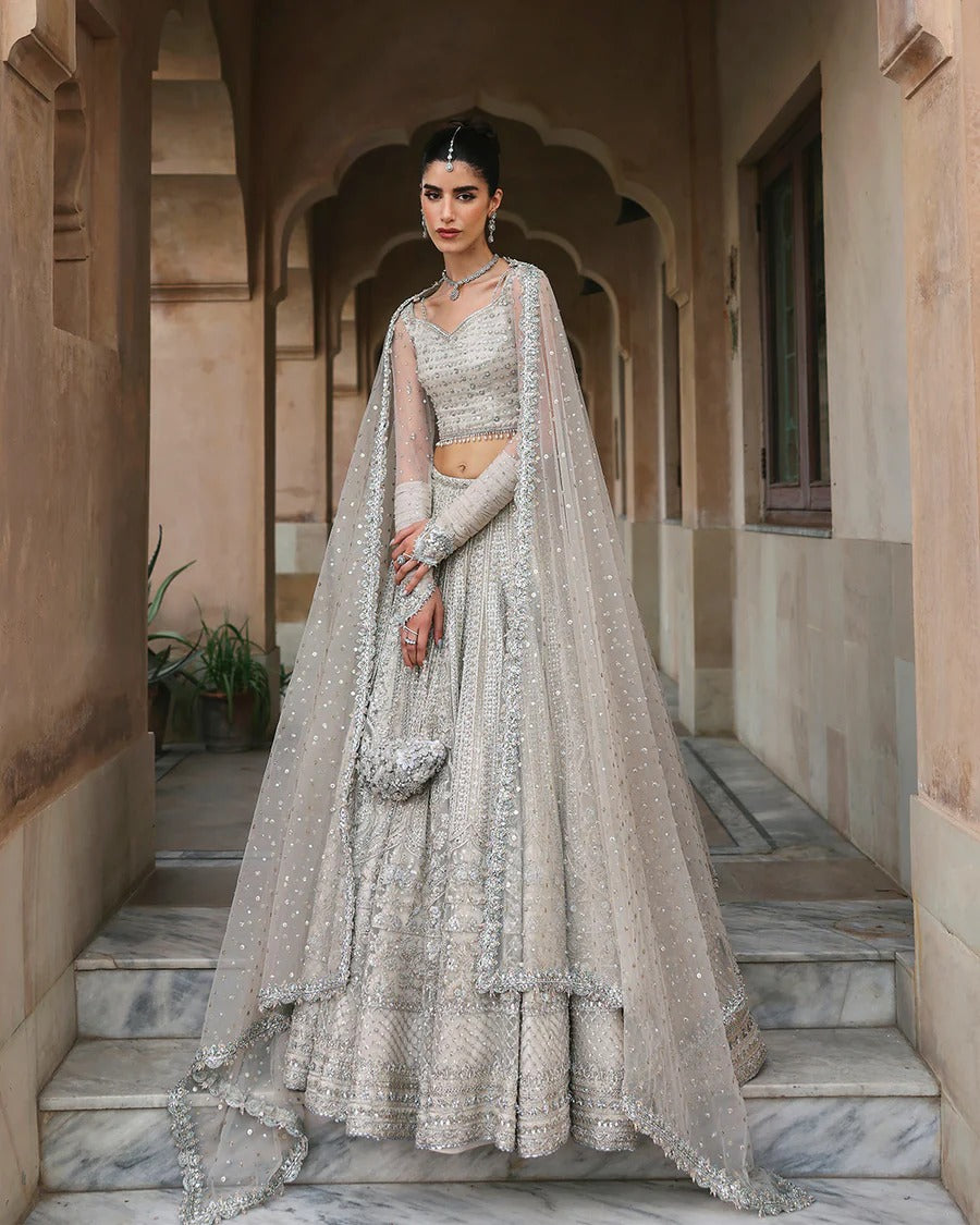 Faiza Saqlain | Unstitched Embellished Net Choli with Lehenga | Cammi