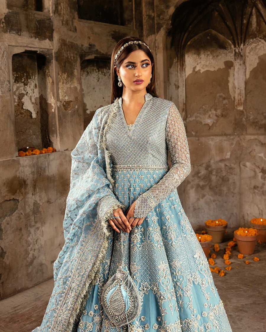 Faiza Saqlain | Embroidered Lehnga Panel (Net) 6 Pieces | Hana