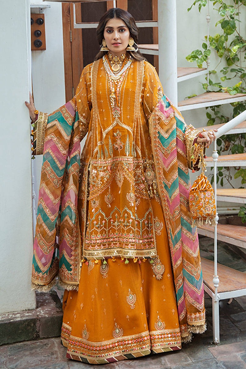 Mohsin Naveed Ranjha | Embroidered Garara Organza | Henna