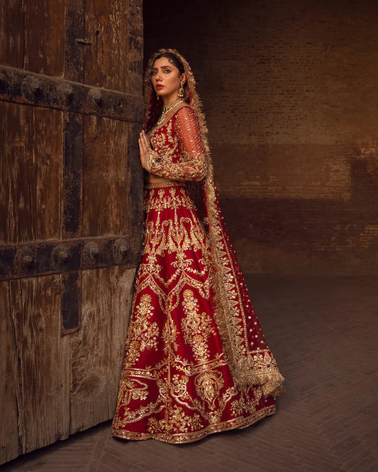 Faiza Saqlain | Unstitched Embellished Pure Raw Silk choli Lenga | Arusa