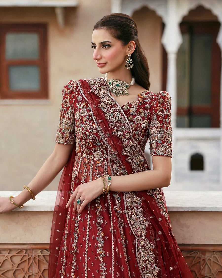 Faiza Saqlain | 3 Piece Unstitched Embroidered Net with Silk Sharara | Zelia