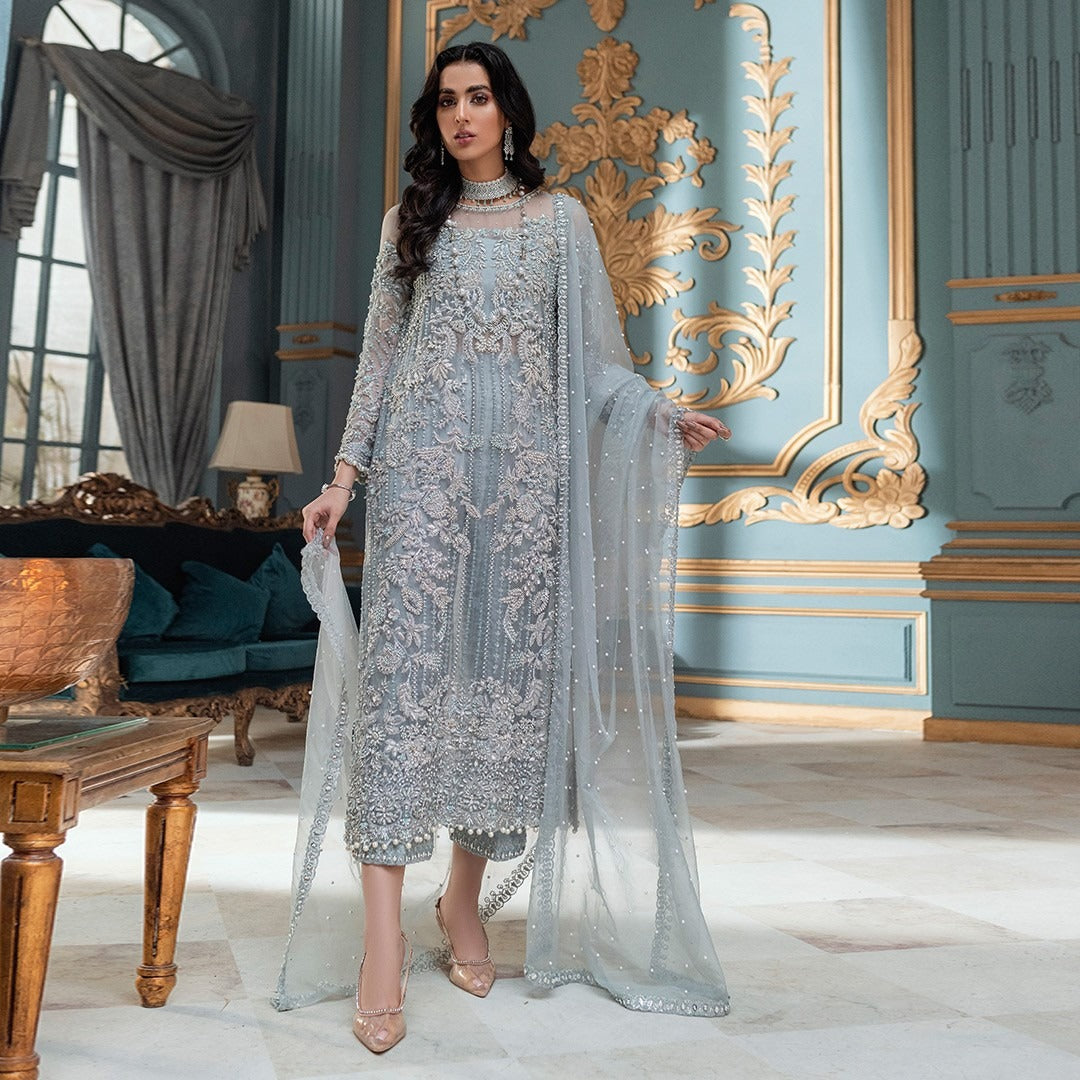 Mushq | 3 Piece Unstitched Embroidered Organza | Adela