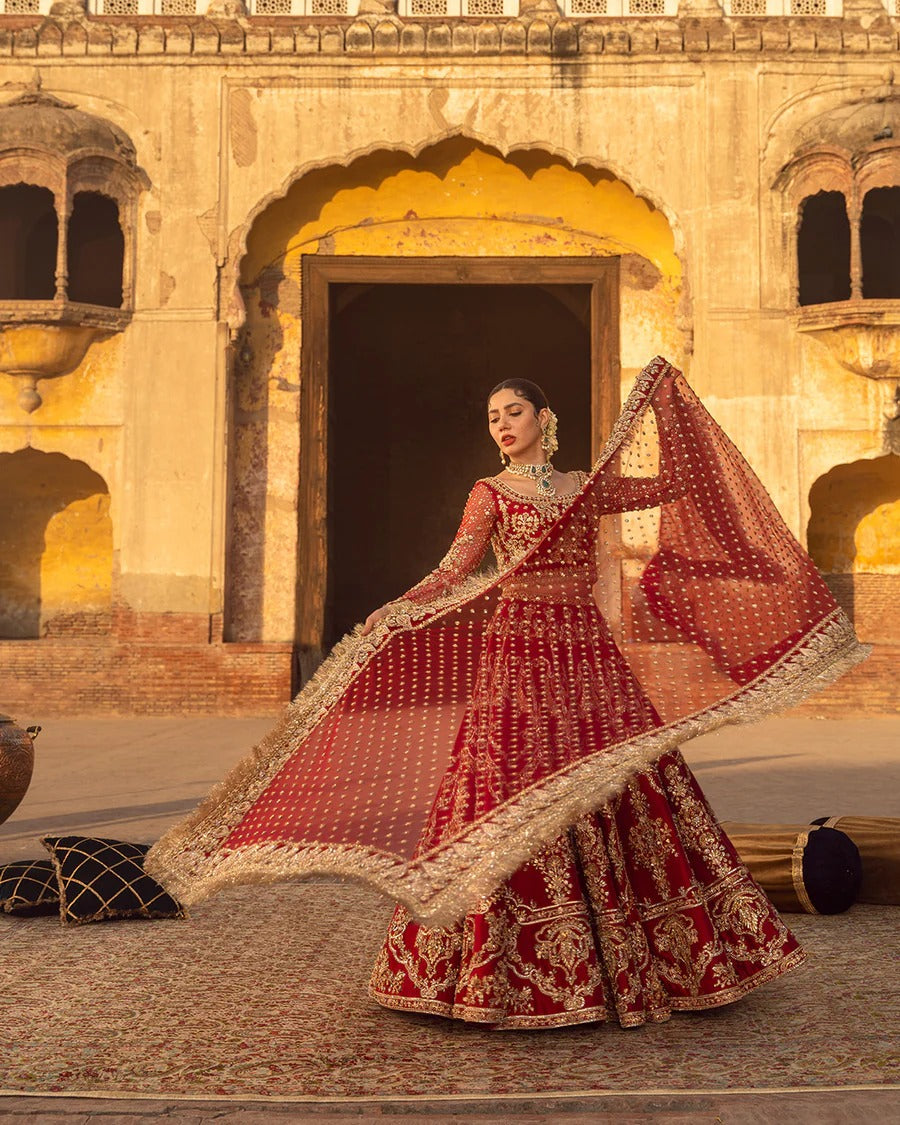 Faiza Saqlain | Unstitched Embellished Pure Raw Silk choli Lenga | Arusa