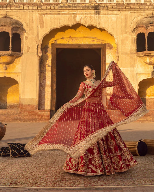 Faiza Saqlain | Unstitched Embellished Pure Raw Silk choli Lenga | Arusa