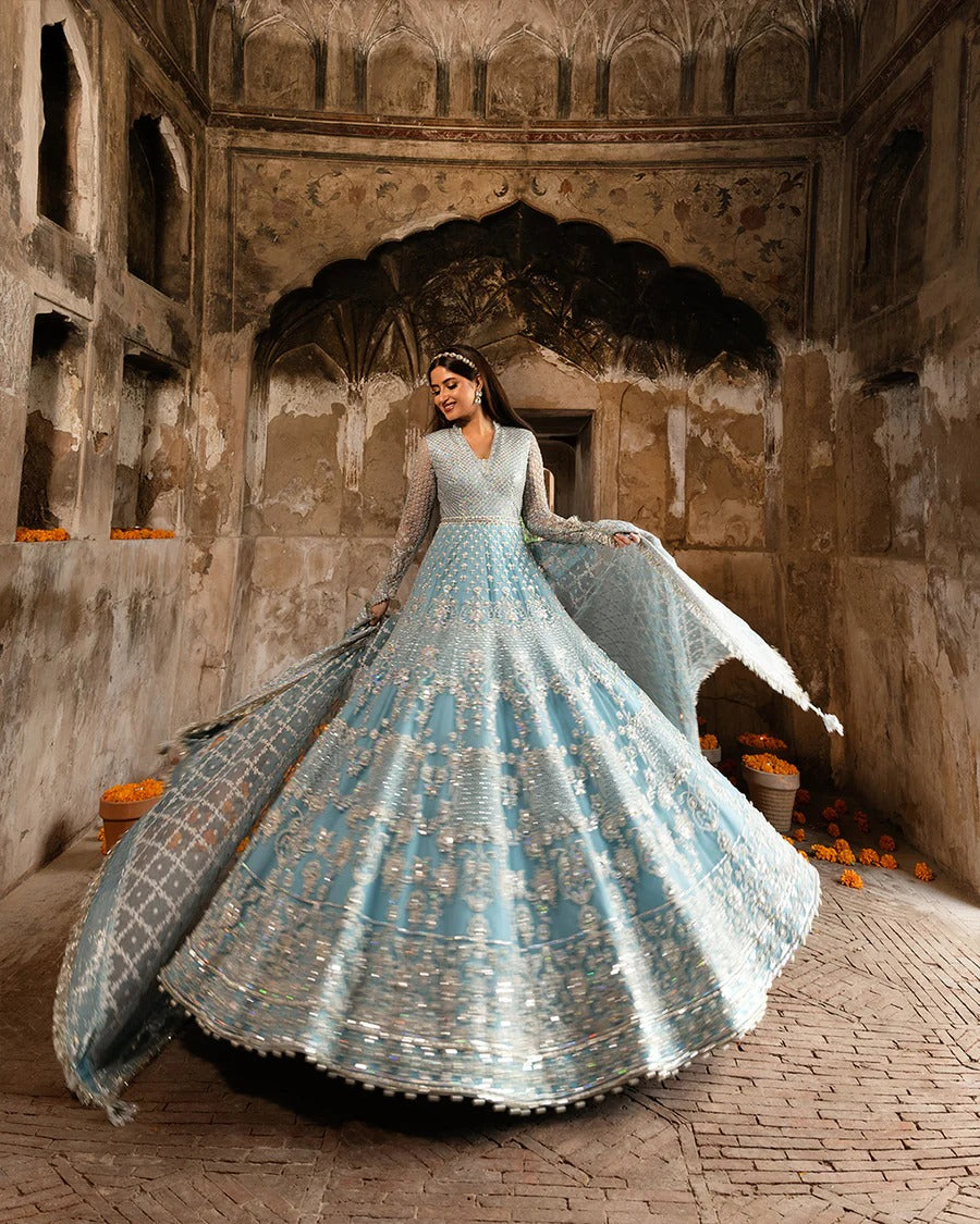 Faiza Saqlain | Embroidered Lehnga Panel (Net) 6 Pieces | Hana