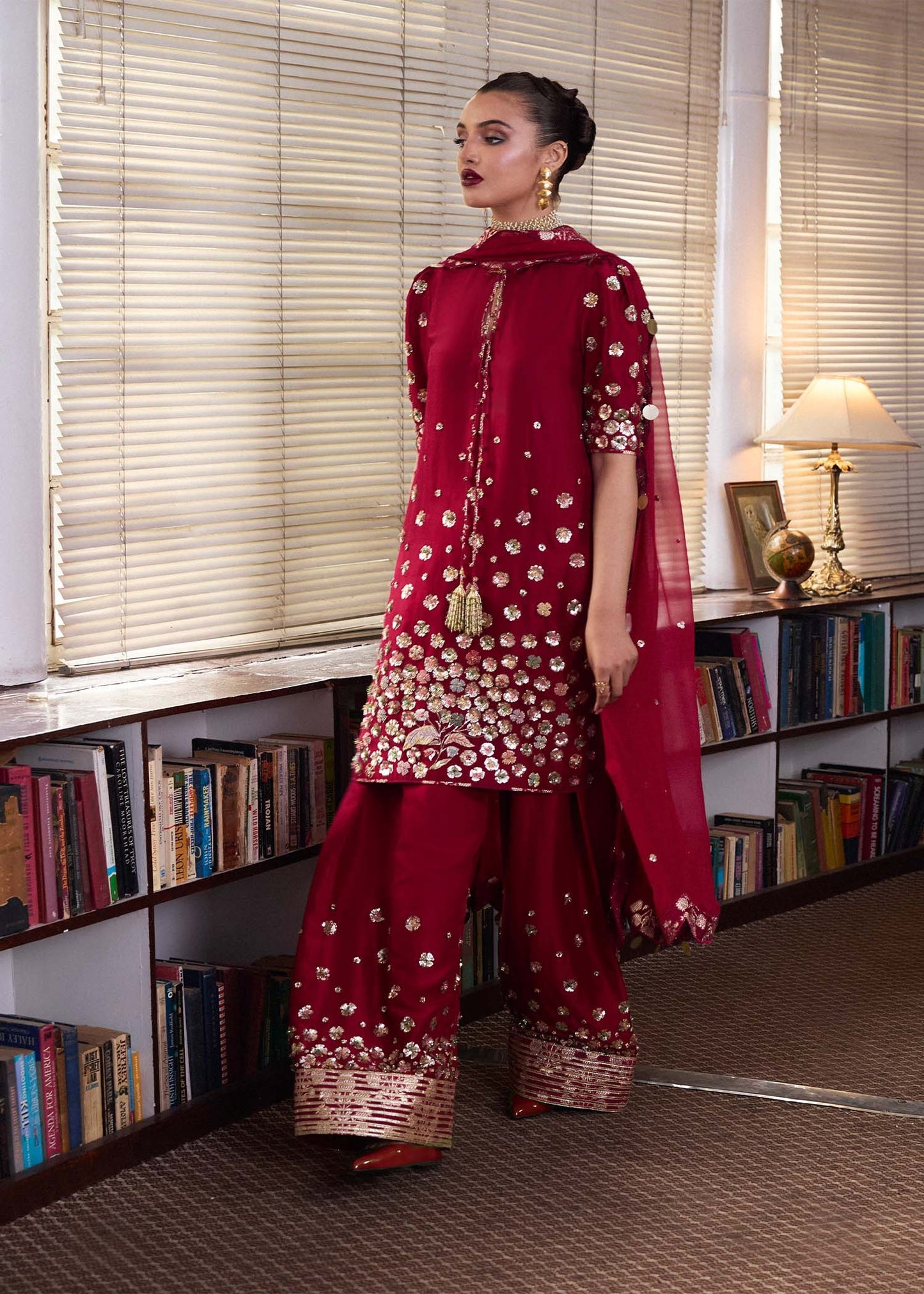 Hussain Rehar | 3 Piece Embroidered Rawsilk Outfit | Rasp