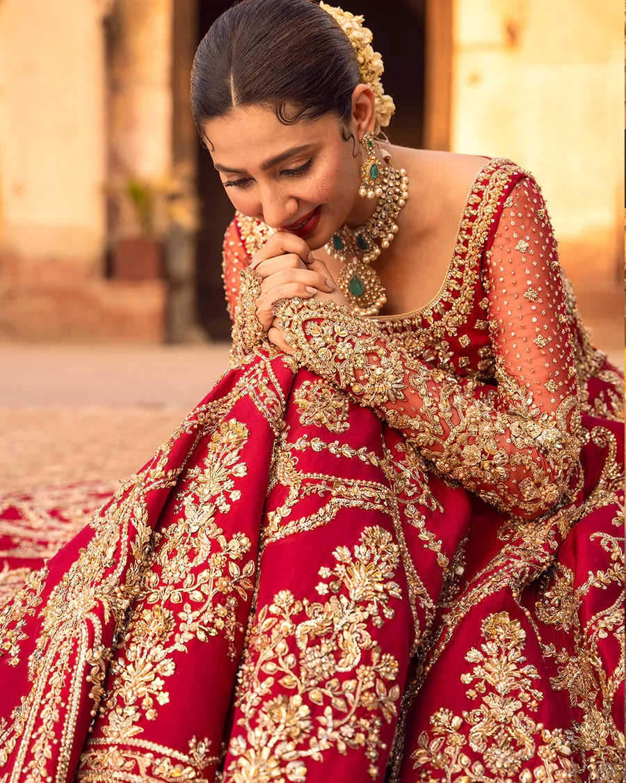Faiza Saqlain | Unstitched Embellished Pure Raw Silk choli Lenga | Arusa