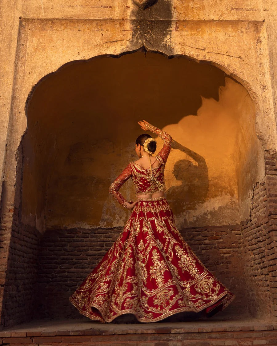 Faiza Saqlain | Unstitched Embellished Pure Raw Silk choli Lenga | Arusa