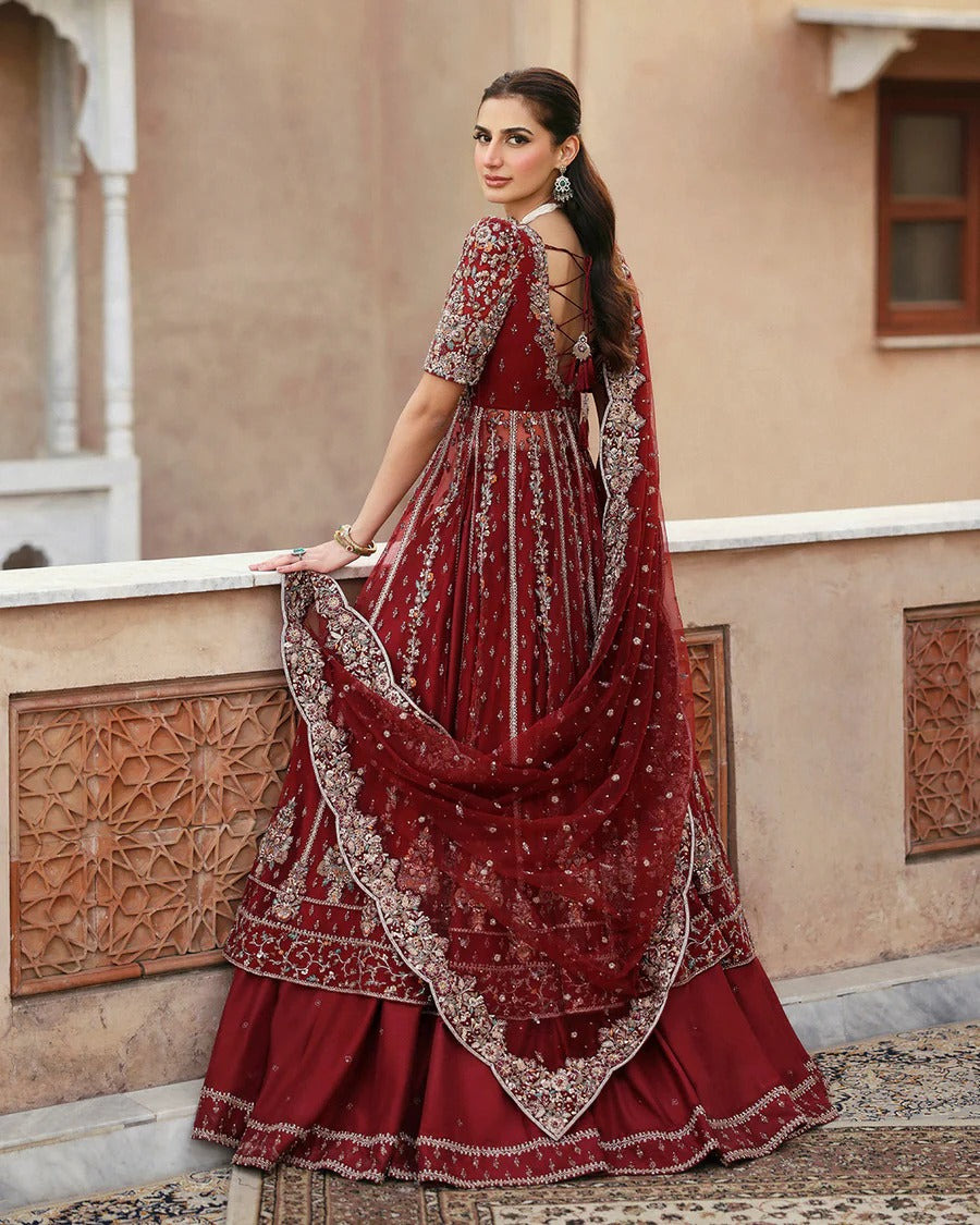 Faiza Saqlain | 3 Piece Unstitched Embroidered Net with Silk Sharara | Zelia