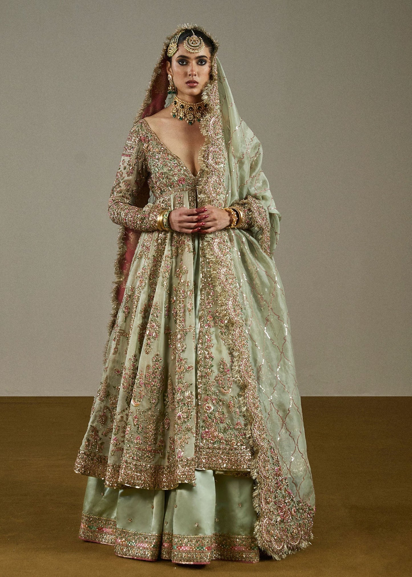 Hussain Rehar | 3 Piece Unstitched Satin Silk Lehnga | Parwan