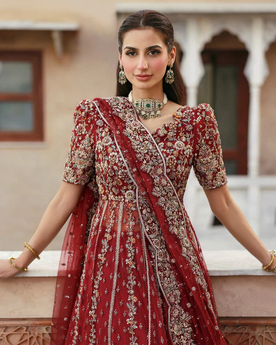 Faiza Saqlain | 3 Piece Unstitched Embroidered Net with Silk Sharara | Zelia