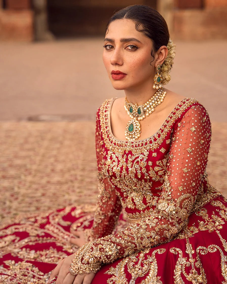 Faiza Saqlain | Unstitched Embellished Pure Raw Silk choli Lenga | Arusa