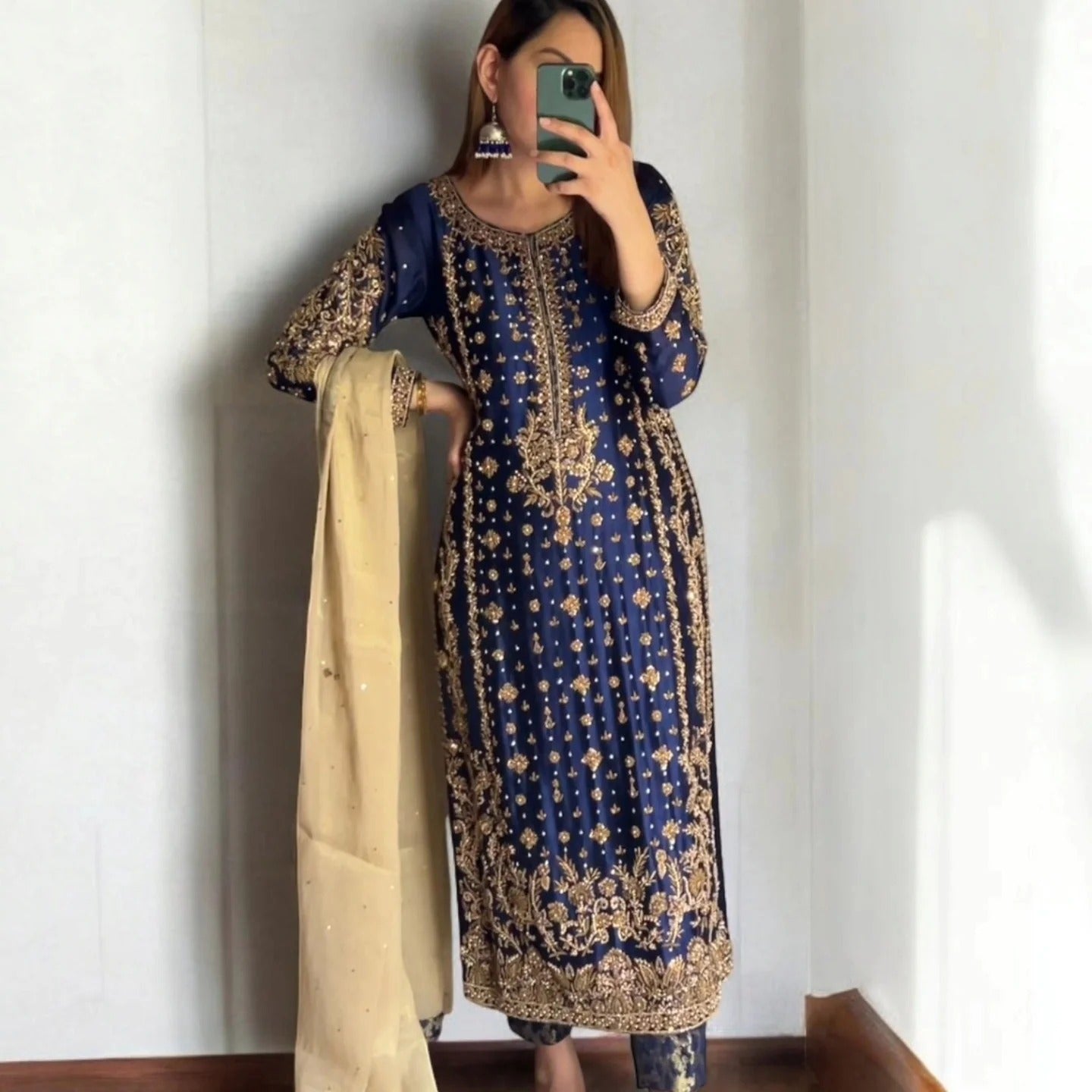 Poshkari | 3 Piece Unstitched Embroidered Tussle Silk | Monam Luxe