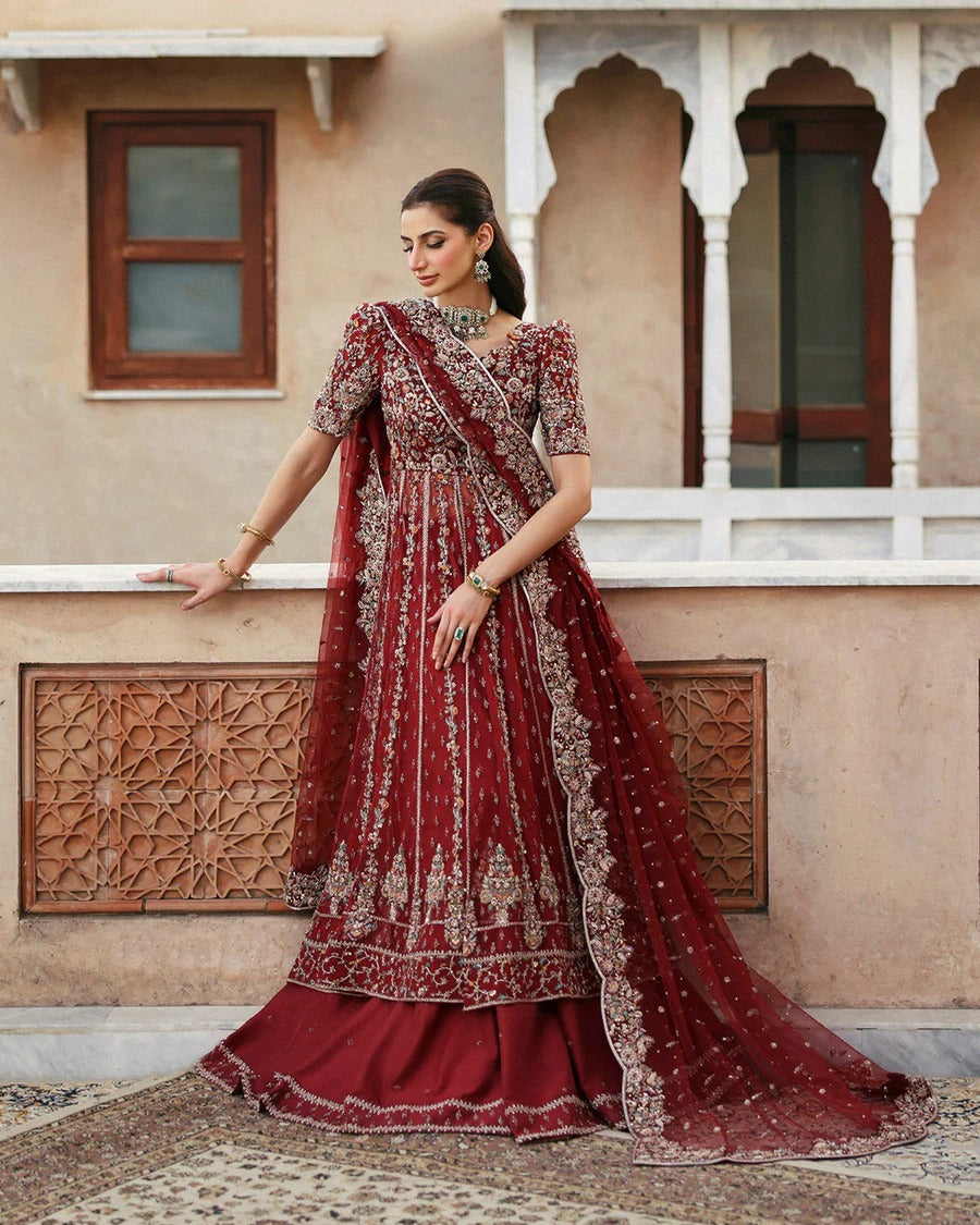 Faiza Saqlain | 3 Piece Unstitched Embroidered Net with Silk Sharara | Zelia