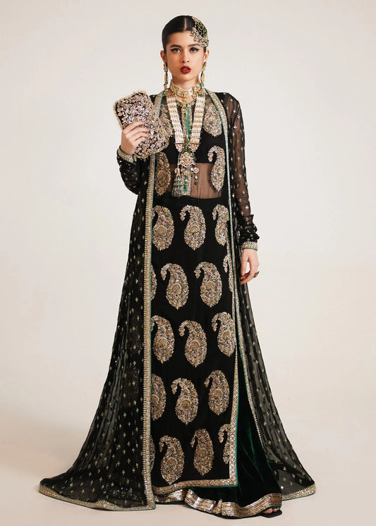 Hussain Rehar | 3 Piece Unstitched Embroidered Satin Silk | Raina