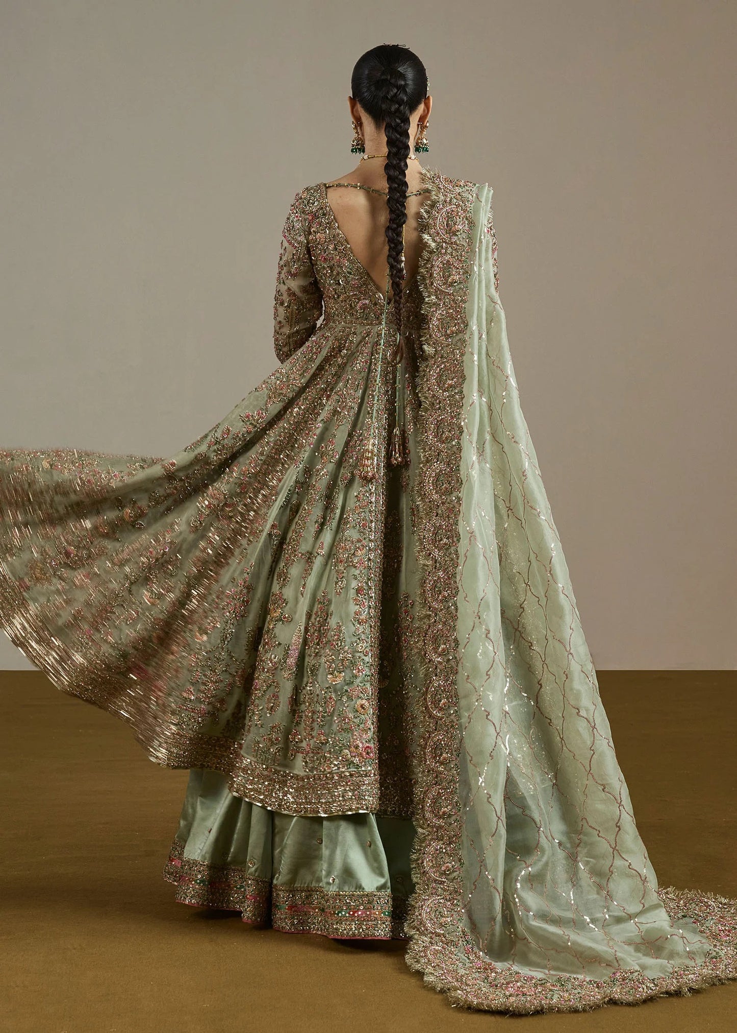 Hussain Rehar | 3 Piece Unstitched Satin Silk Lehnga | Parwan