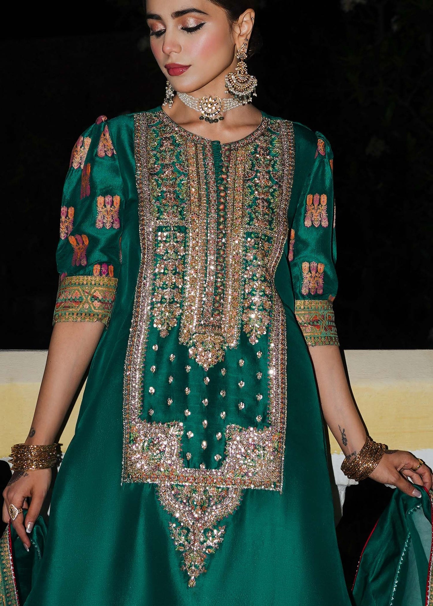 Hussain Rehar | 3 Piece Unstitched Embroidered Raw Silk | Beryl