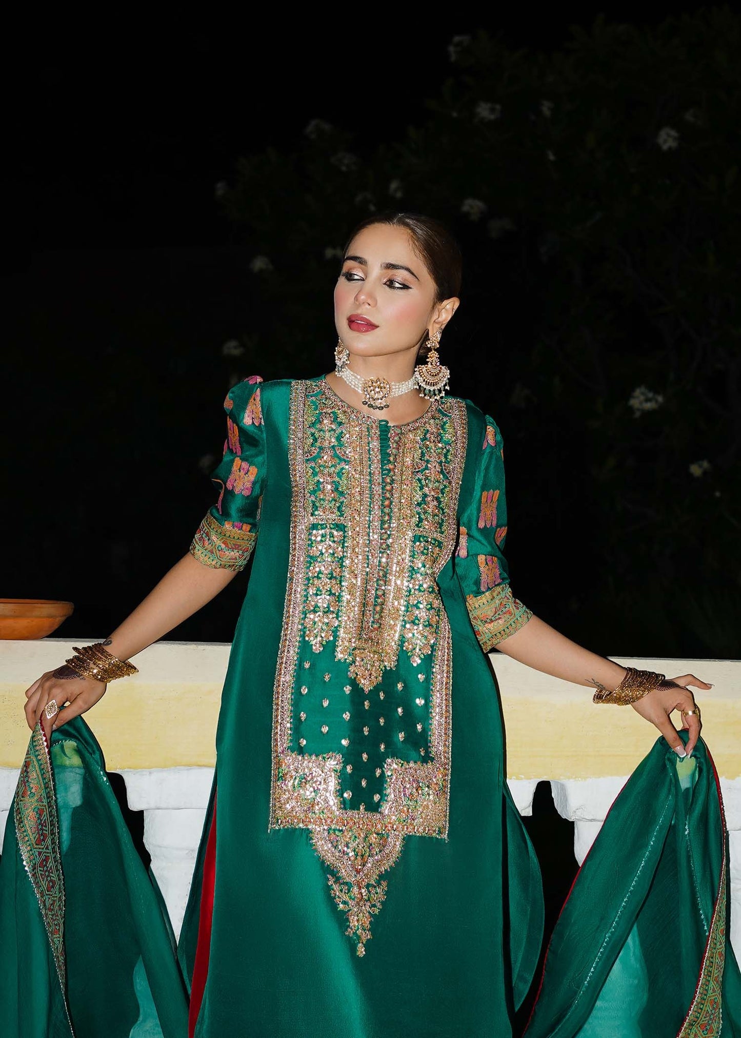 Hussain Rehar | 3 Piece Unstitched Embroidered Raw Silk | Beryl