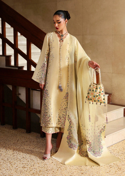 Hussain Rehar | 3 Piece Unstitched Raw Silk + Organza | Ciel