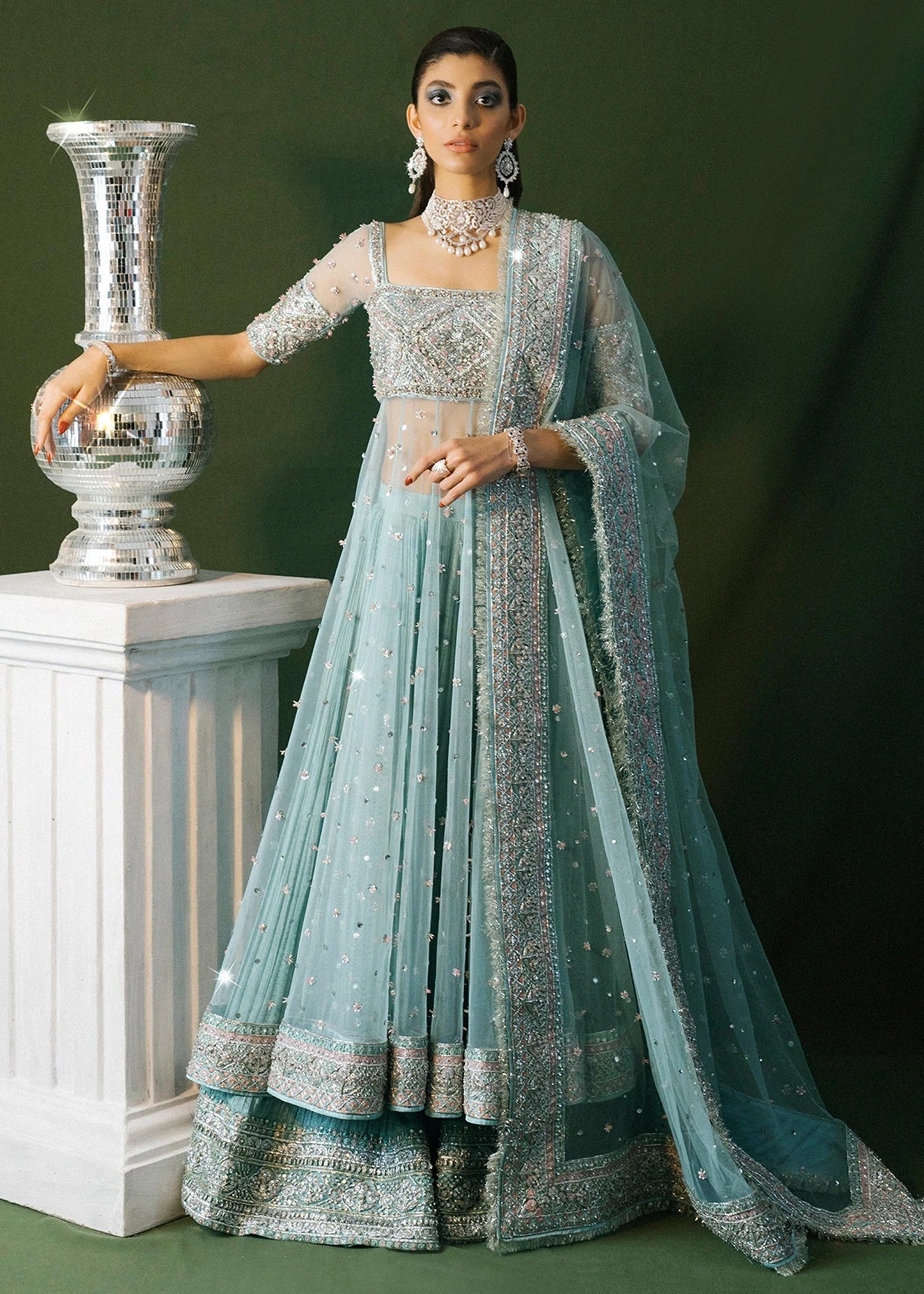 Hussain Rehar | 3 Piece Unstitched Silk Sharara | Saahil