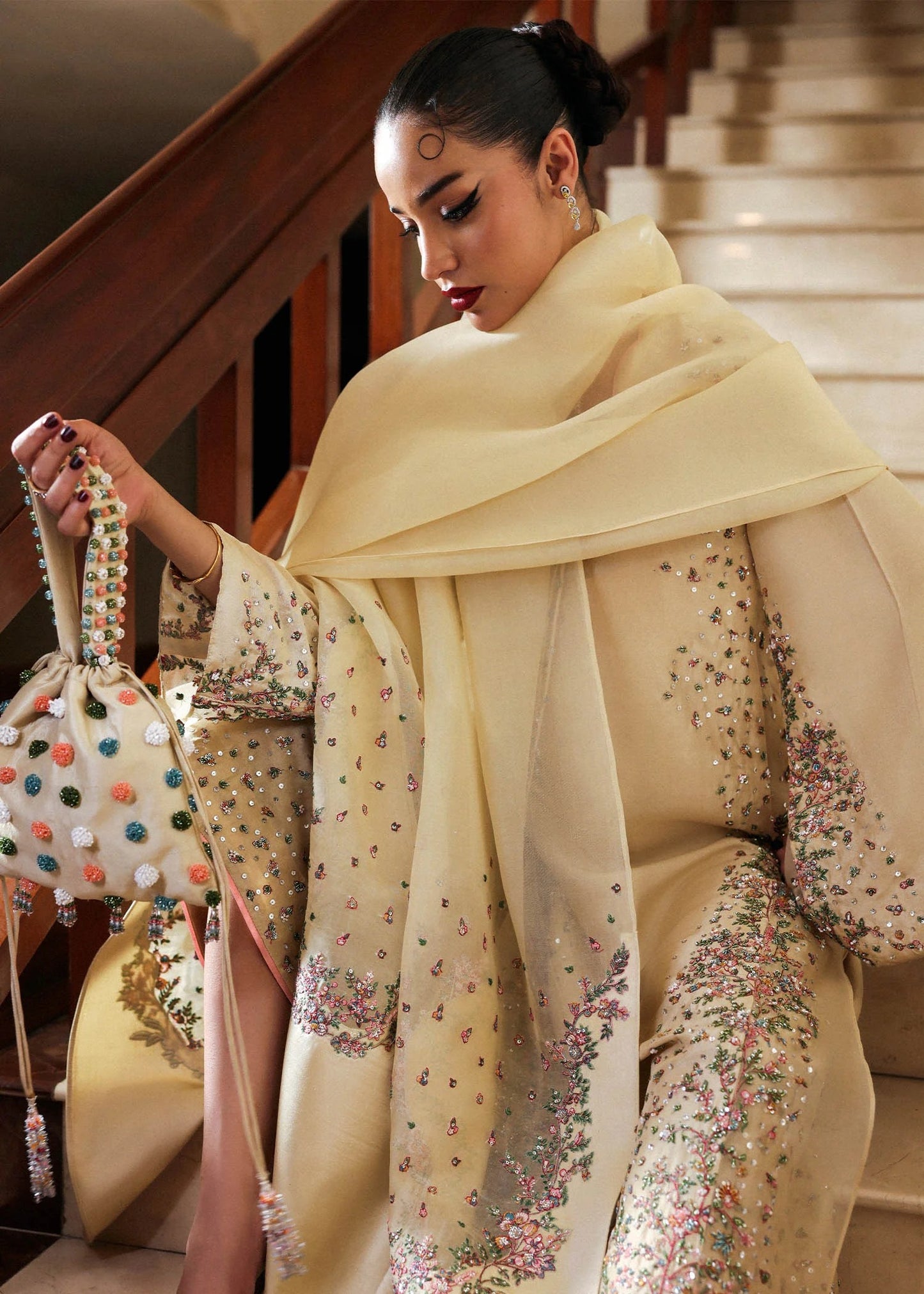 Hussain Rehar | 3 Piece Unstitched Raw Silk + Organza | Ciel