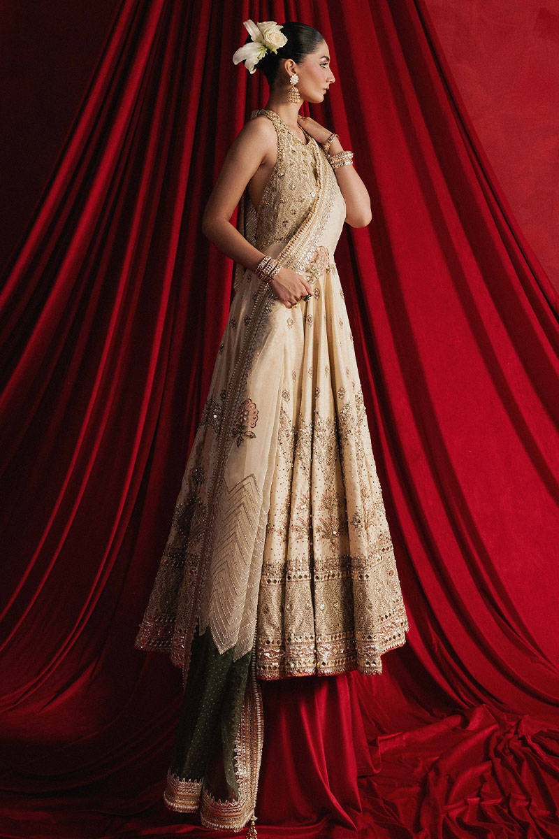 MNR | 3 Piece Unstitched Embroidered Silk Choli Lehenga | Mahjabeen