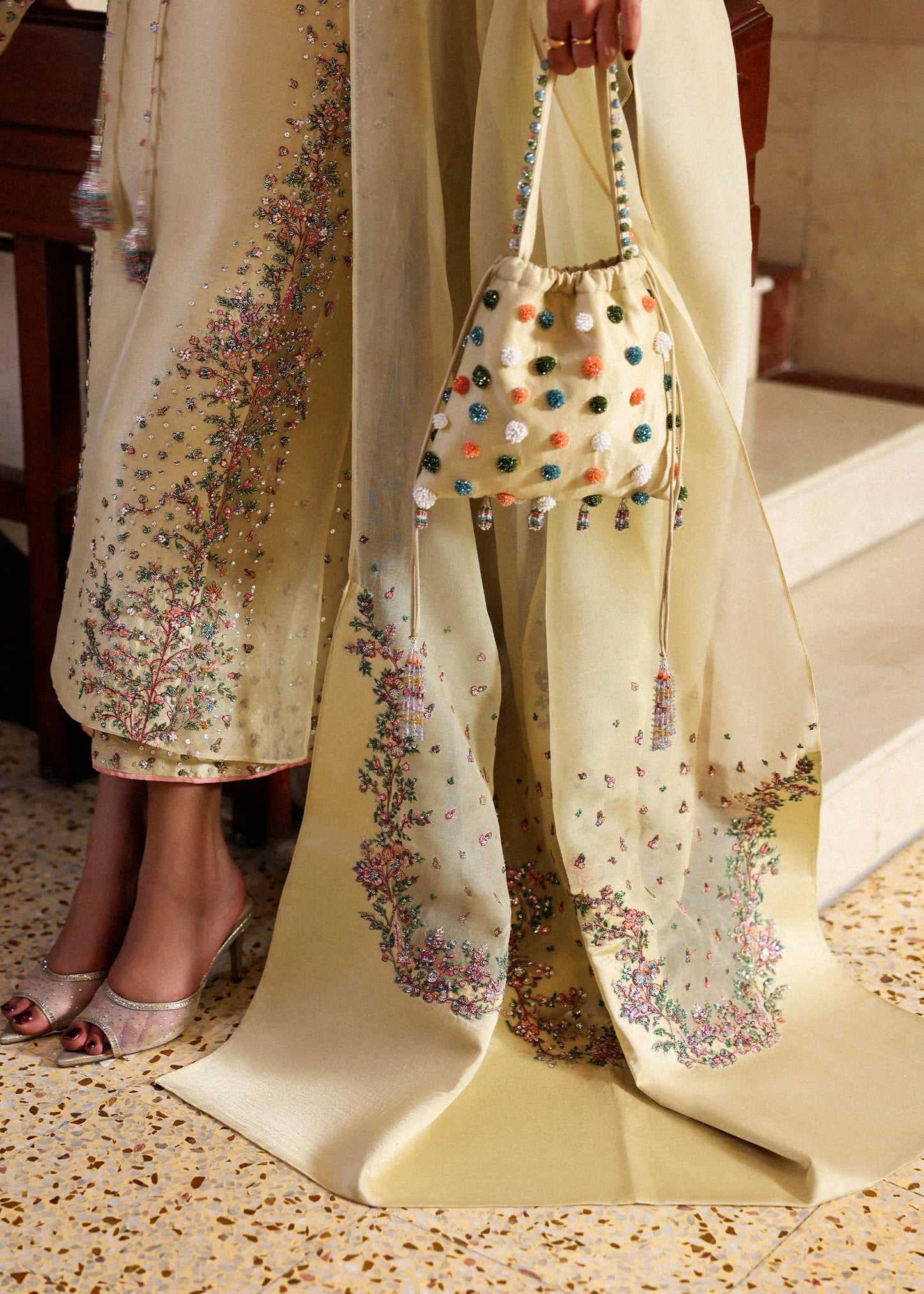 Hussain Rehar | 3 Piece Unstitched Raw Silk + Organza | Ciel