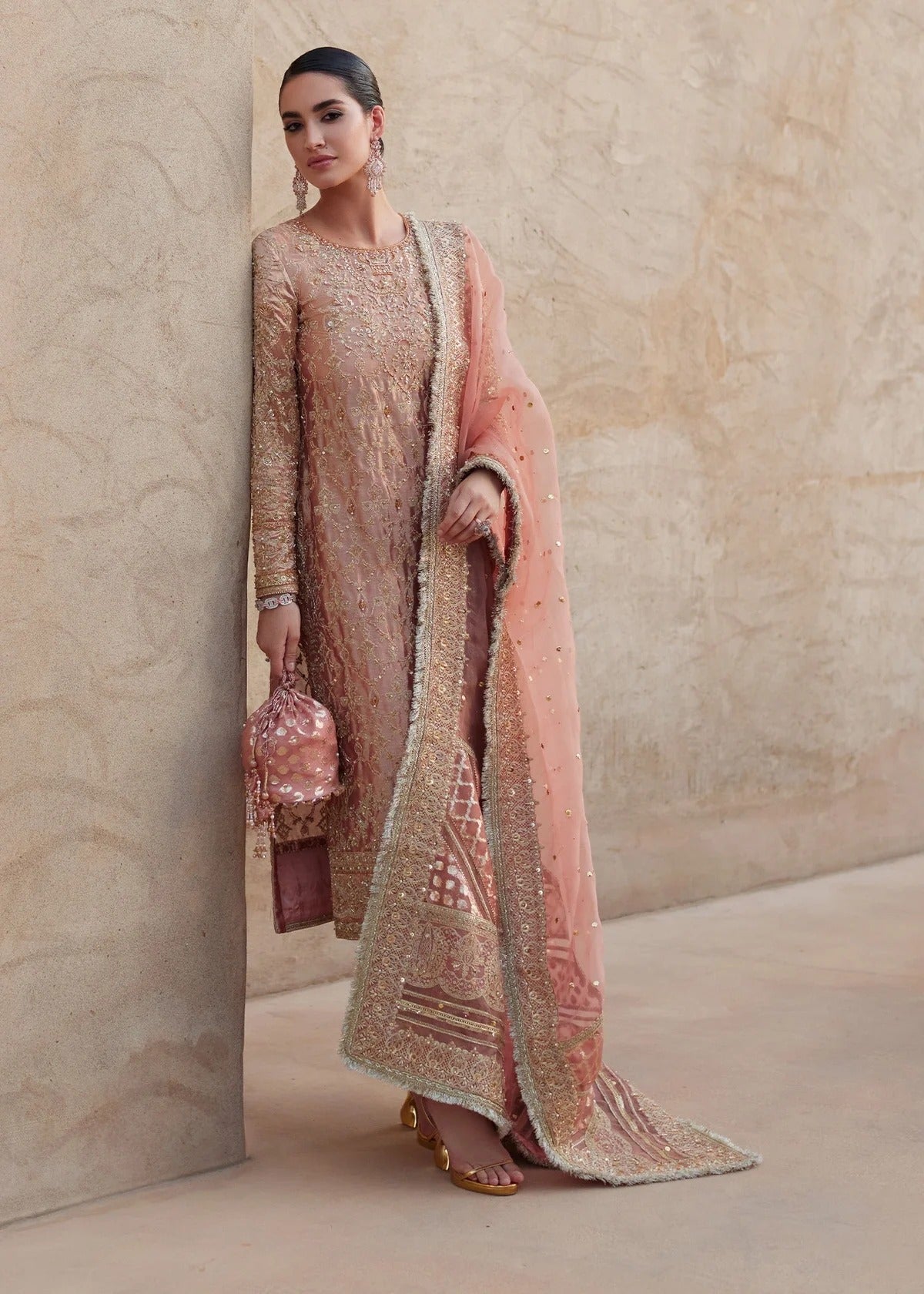 Kanwal Malik | 3 Piece Unstitched Embroidered Tissue Silk | Nera