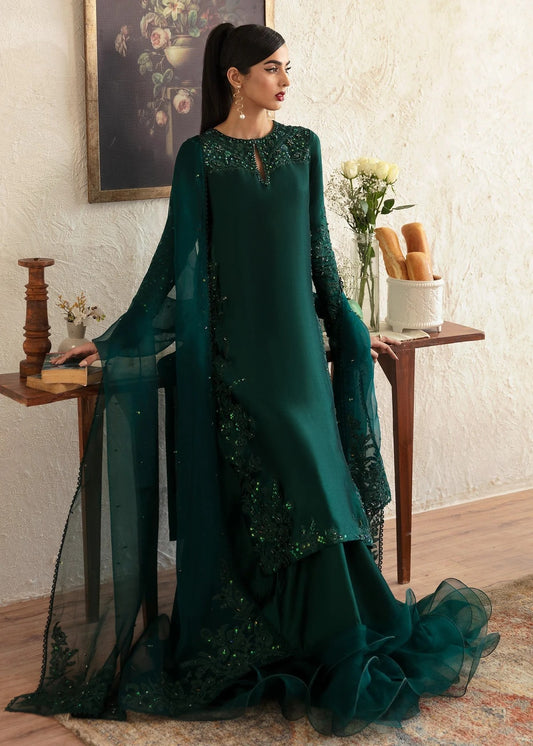 Kanwal Malik | 3 Piece Unstitched Embroidered Tissue Silk | Neva