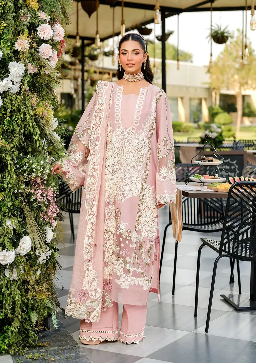 Elaf Premium | 3 Piece Unstitched Embroidered Lawn | ELH-3B OH MY ROSE