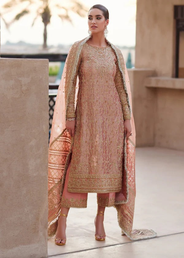 Kanwal Malik | 3 Piece Unstitched Embroidered Tissue Silk | Nera