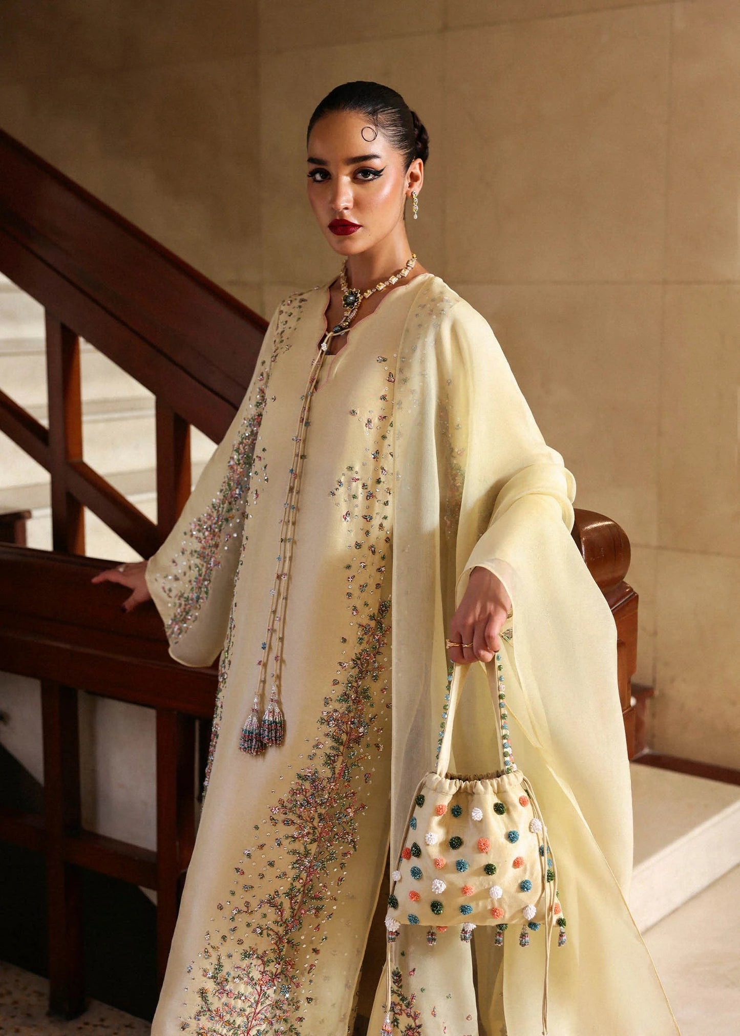 Hussain Rehar | 3 Piece Unstitched Raw Silk + Organza | Ciel