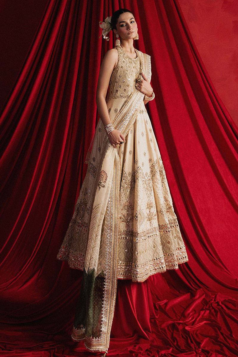 MNR | 3 Piece Unstitched Embroidered Silk Choli Lehenga | Mahjabeen