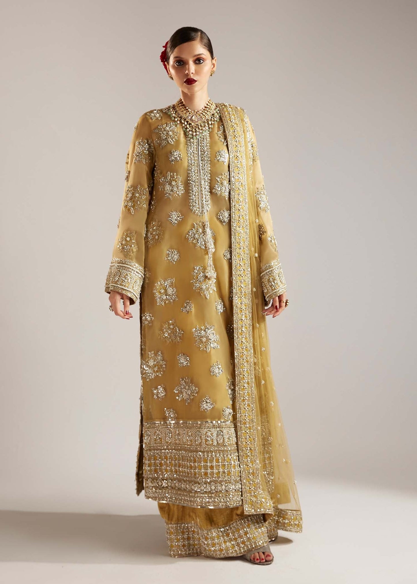 Hussain Rehar | 3 Piece Unstitched Organza floral motifs | Zesty