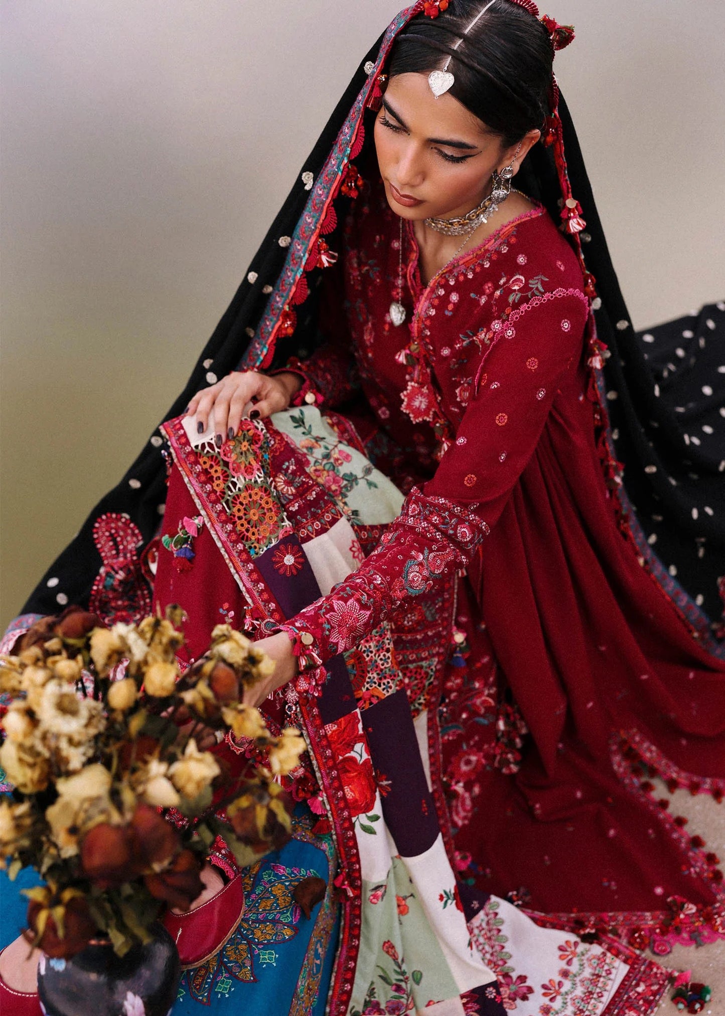 Hussain Rehar | 3 Piece Unstitched Embroidered Karandi | Pankhuri