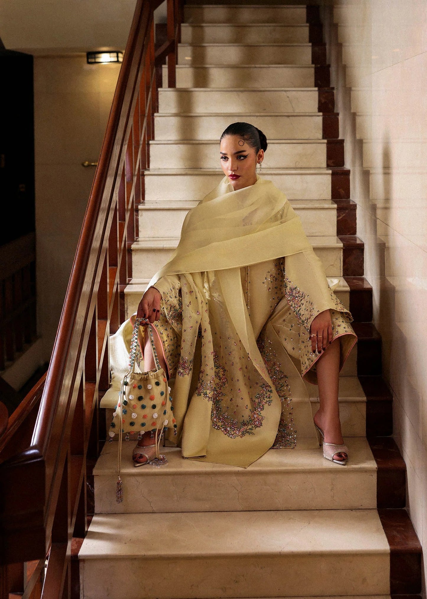 Hussain Rehar | 3 Piece Unstitched Raw Silk + Organza | Ciel