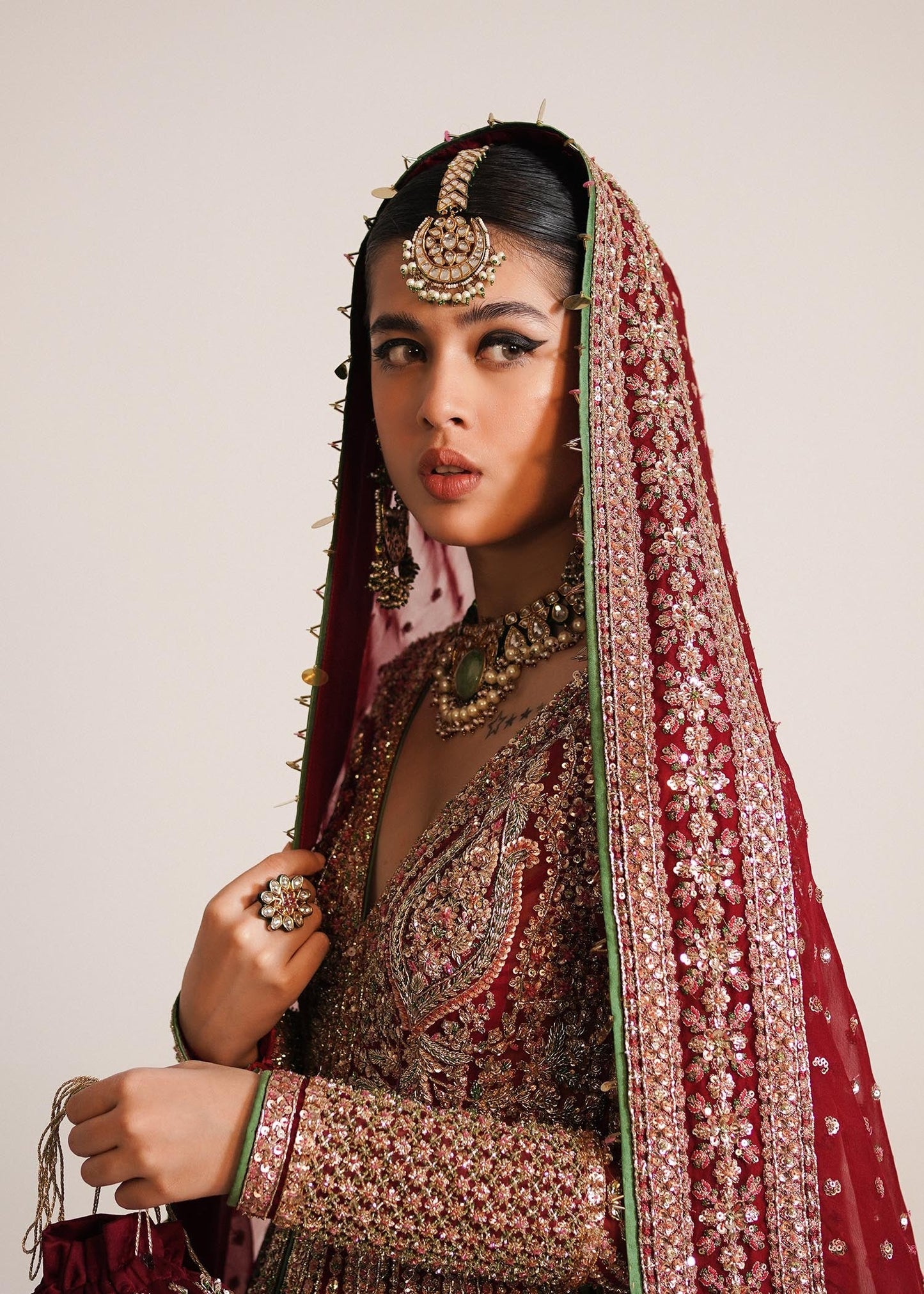 Hussain Rehar | Bridal Lehnga with Organza Dupatta | Sarang