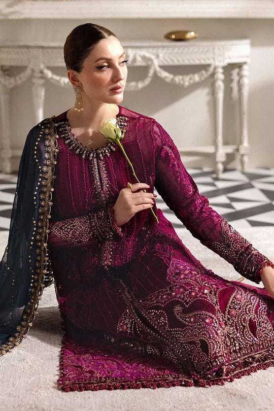 Maria B. | 3 Piece Unstitched Embroidered Chiffon Suit | MPC-25-102