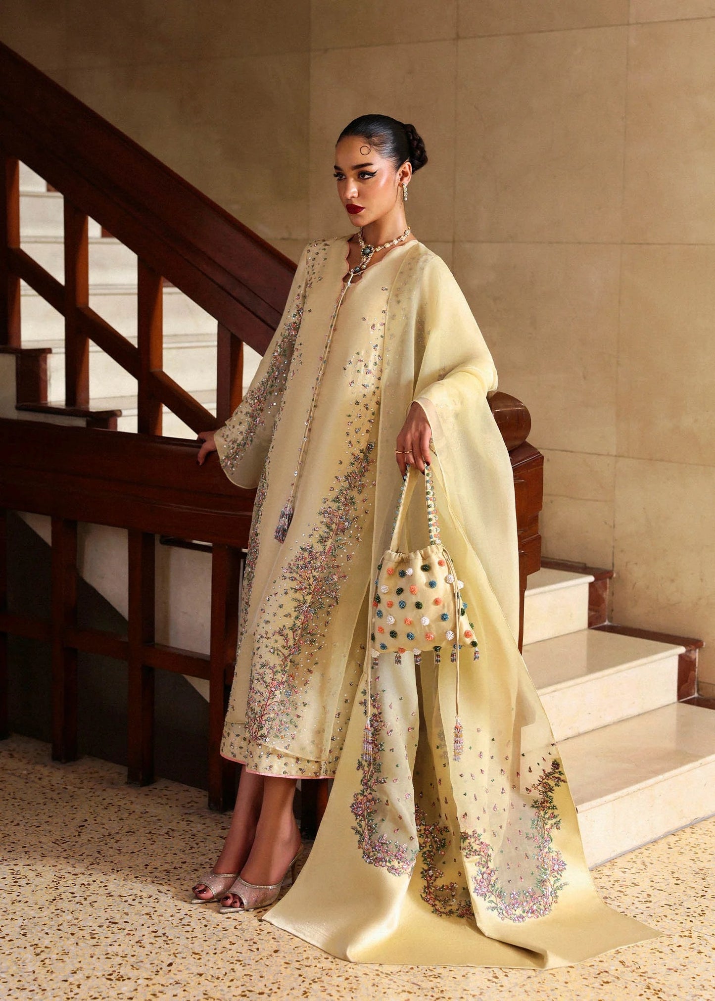 Hussain Rehar | 3 Piece Unstitched Raw Silk + Organza | Ciel