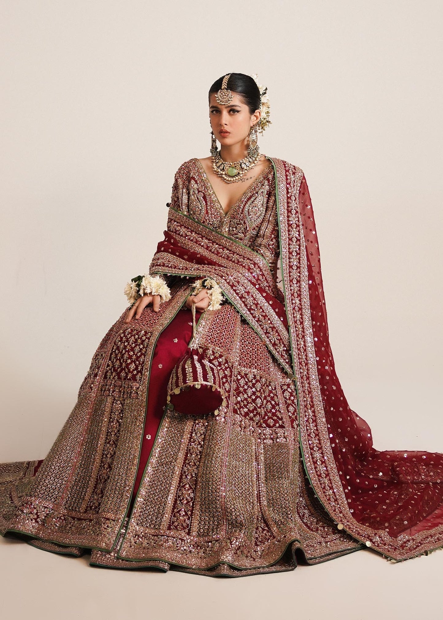 Hussain Rehar | Bridal Lehnga with Organza Dupatta | Sarang