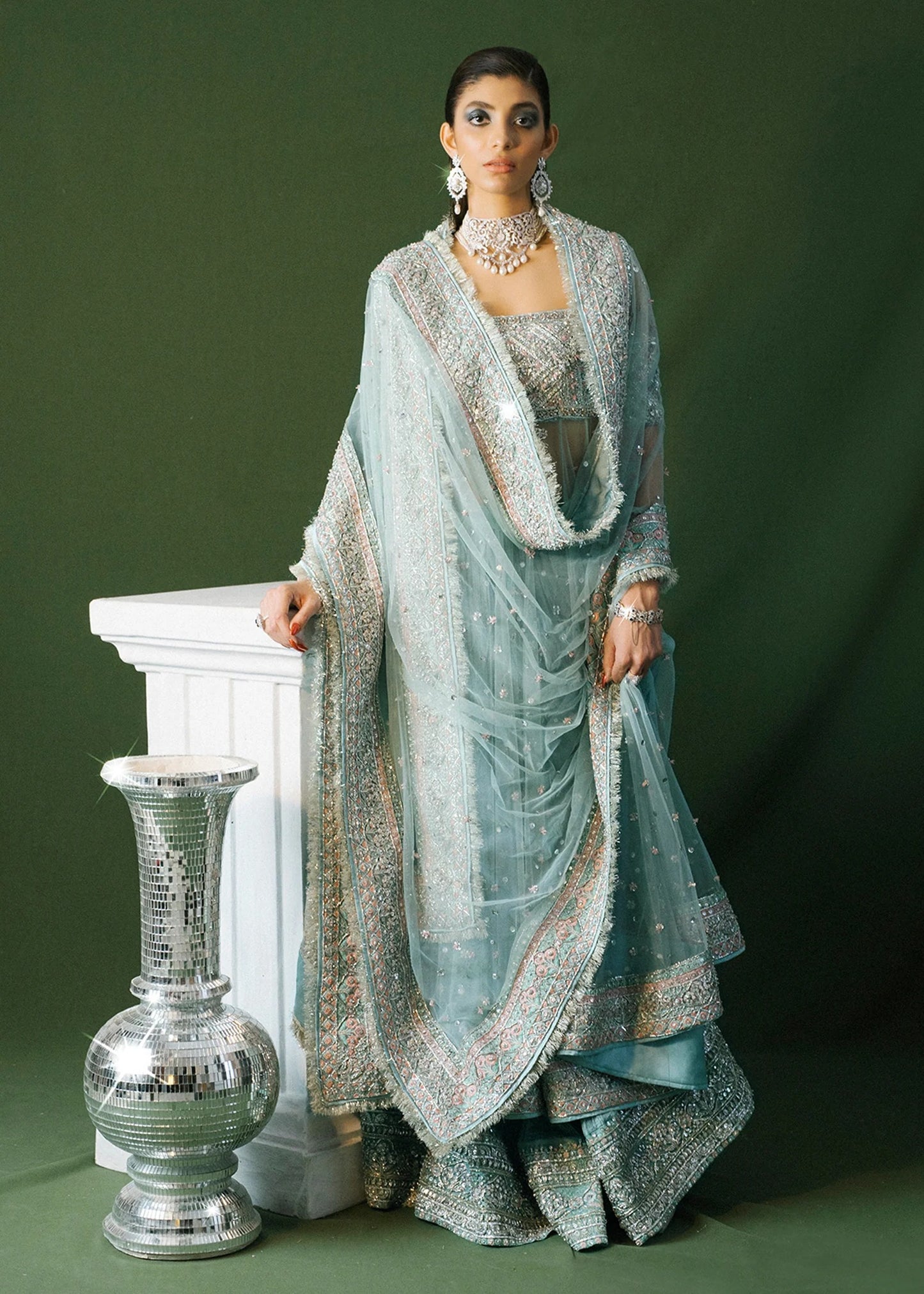 Hussain Rehar | 3 Piece Unstitched Silk Sharara | Saahil